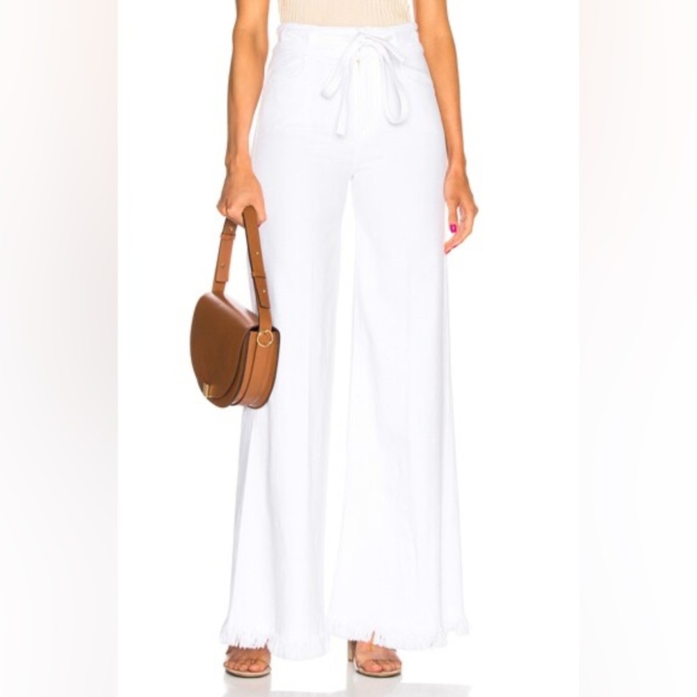 Frame Denim White Wide Leg Paperbag Waist Pants